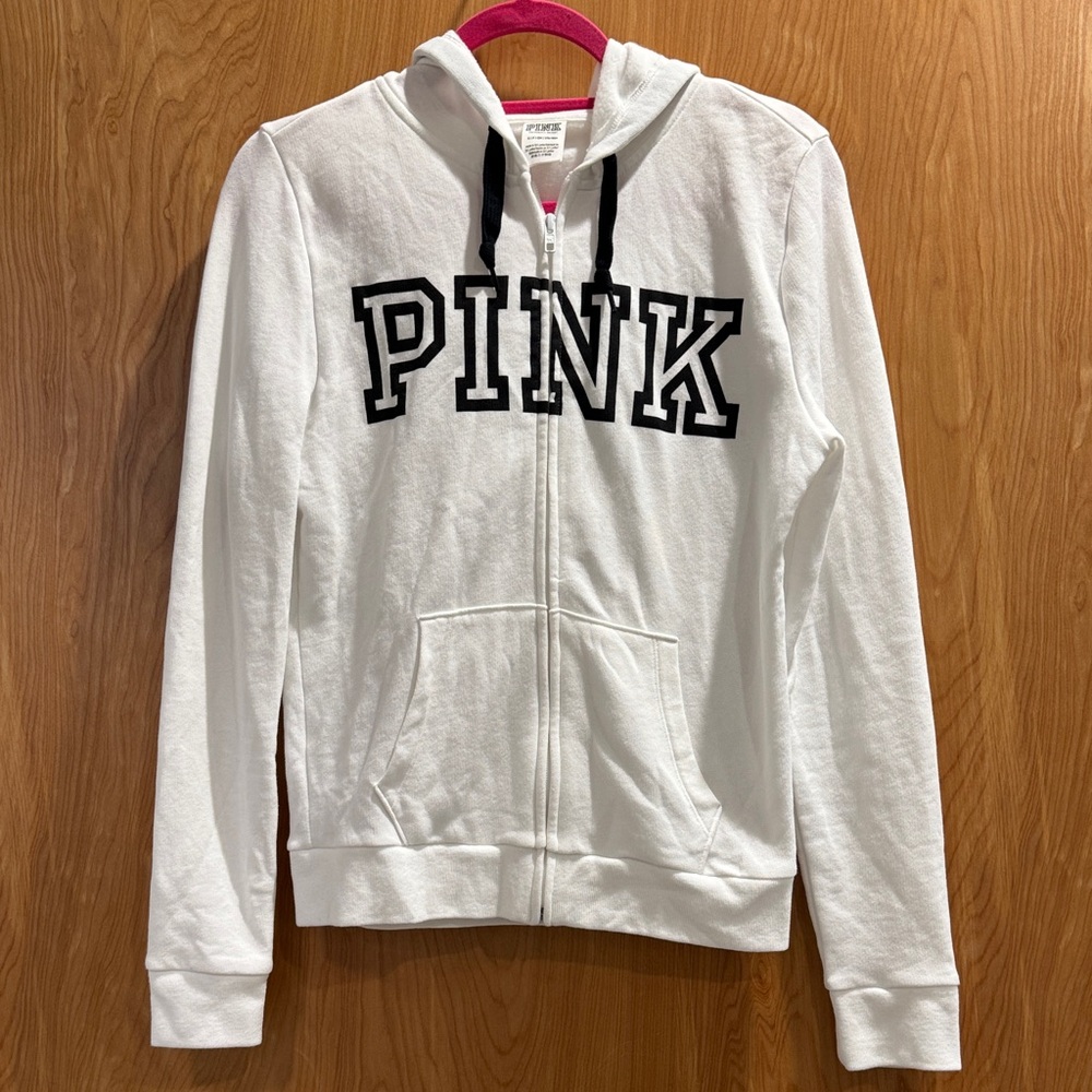 Victoria's Secret White Hoodie with Black Accents